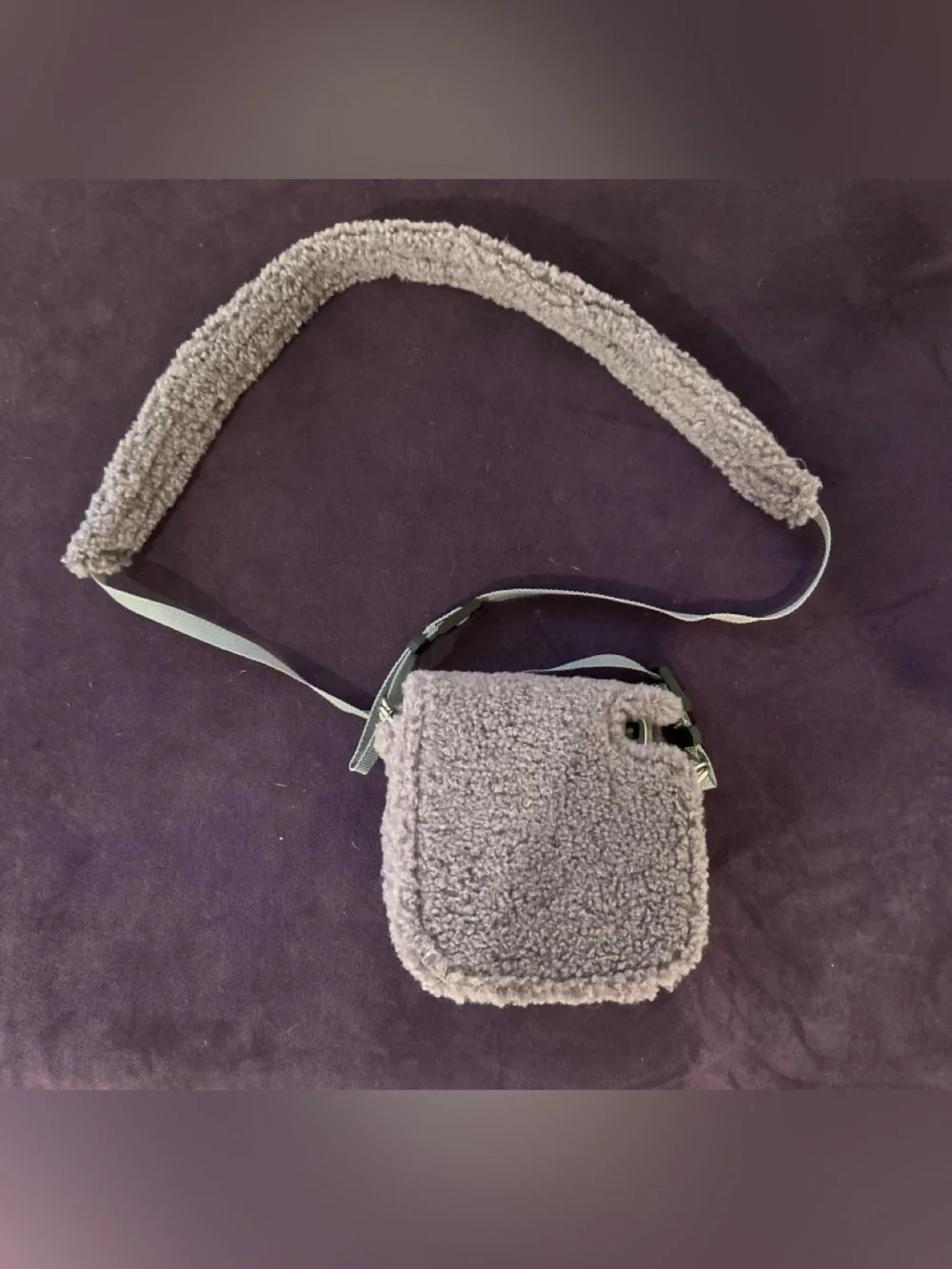 Polaroid Gray & Purple Sherpa Crossbody Camera Case